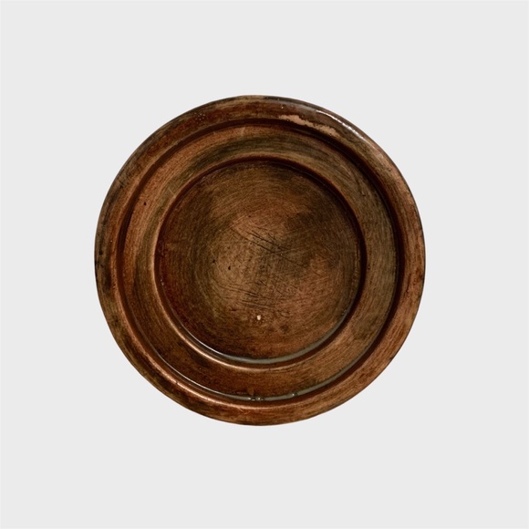 Brown Porcelain Ceramic Arch Pattern Round Pillar Candleholder ~ 4-1/2” - Picture 7 of 8